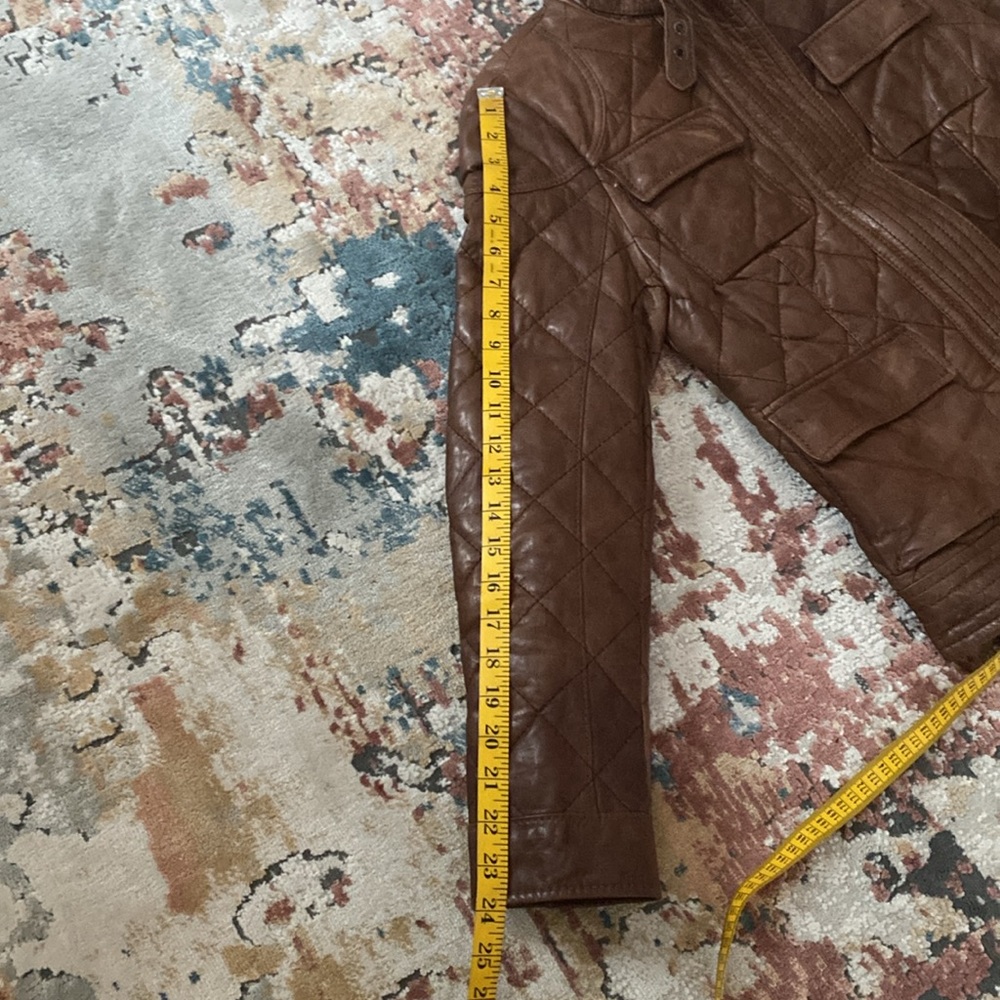 Eddie Bauer Brown Quilted Leather Jacket - Picture 15 of 17